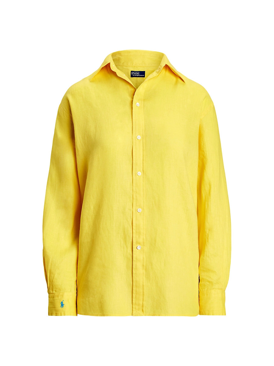 Women's Classic Fit Linen Shirt - Sunfish Yellow - Size Large | Saks Fifth Avenue