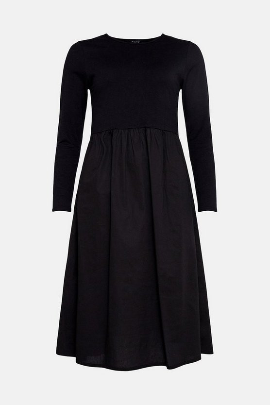 Woven Mix Midi Dress | Warehouse UK & IE