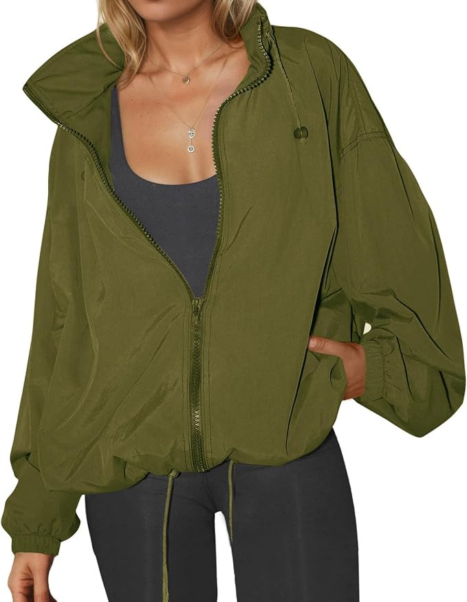 Womens Waterproof Rain Jackets Lightweight Zip Up Raincoat Outdoor Hiking Hooded Windbreaker with... | Amazon (US)