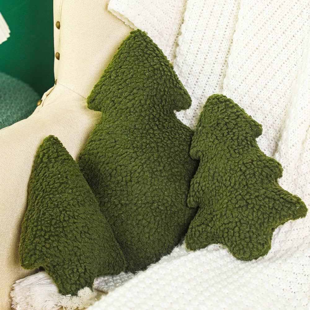 Shappy 3 Pcs Christmas Vivid Tree Pillows Christmas Throw Pillows Stuffed Tree Shaped Pillow Cute... | Amazon (US)