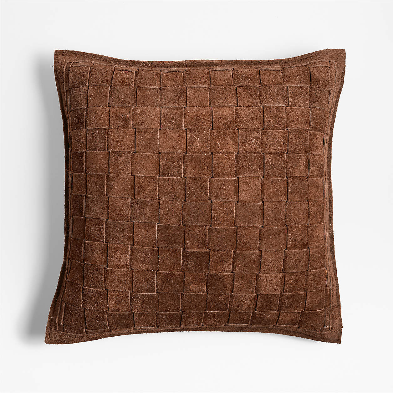 Hyde Woven Suede 20"x20" Brown Throw Pillow Cover + Reviews | Crate & Barrel | Crate & Barrel