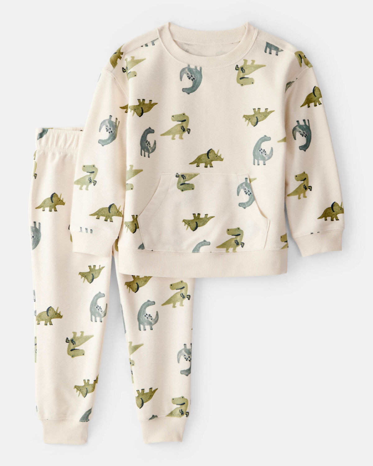 Toddler Boy Dinosaur French Terry Long-Sleeve Tee & Pant Set - Ivory | Carter's Inc