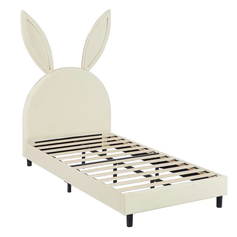Kylo Upholstered Twin Daybed Frame for Kids, Twin Platform Bed with Carton Ears Shaped Headboard,... | Wayfair North America