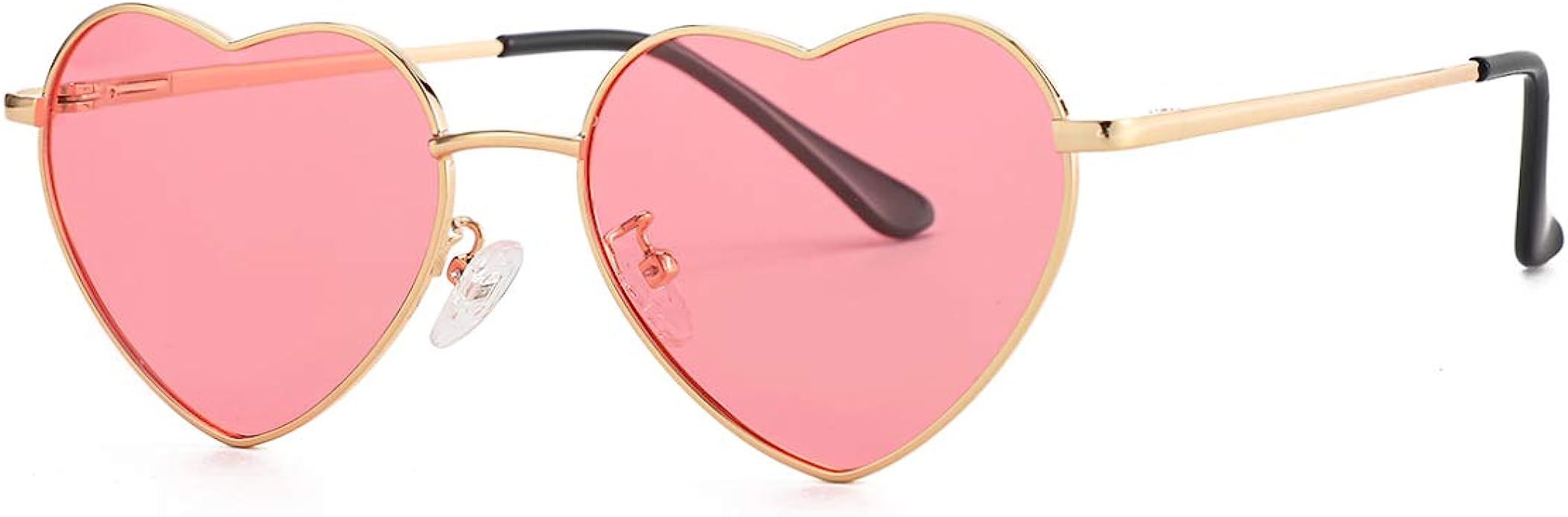 Polarized Heart Shaped Sunglasses for Women Metal Frame Cute Lovely Glasses 100% UV Protection | Amazon (US)