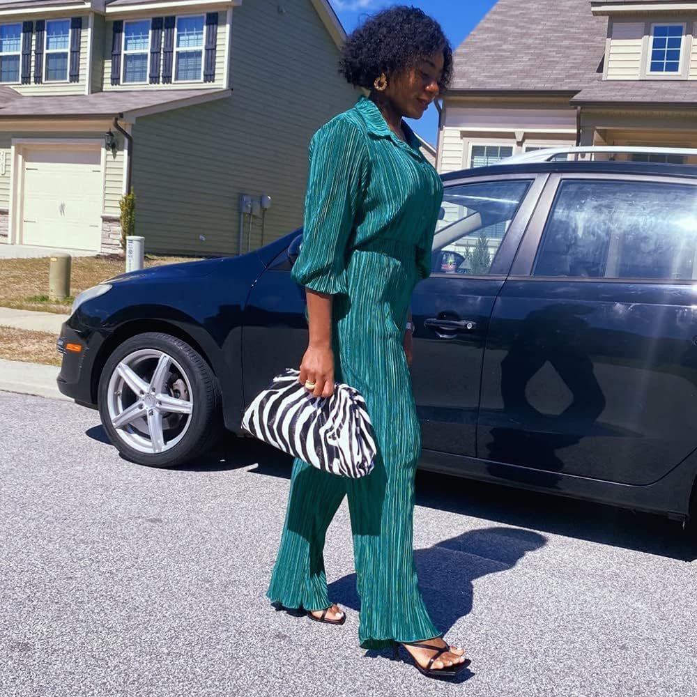 Fashion Day Clutch Dumpling Bag Zebra Embossing Holographic Cloud Bag Clip Purse Bag Women Pleate... | Amazon (US)