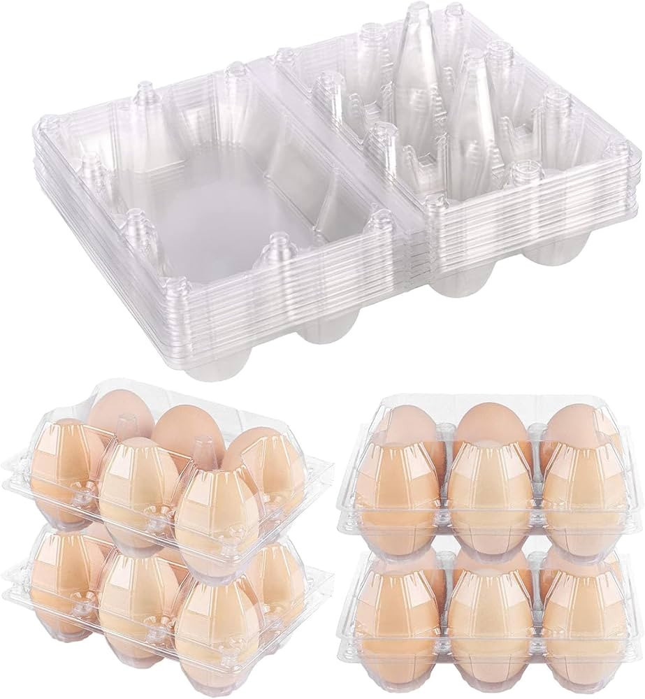 Plastic Clear Egg Carton for 6 Eggs,12Pack Egg Tray Reusable Medium Size Egg Cartons Perfect for ... | Amazon (US)