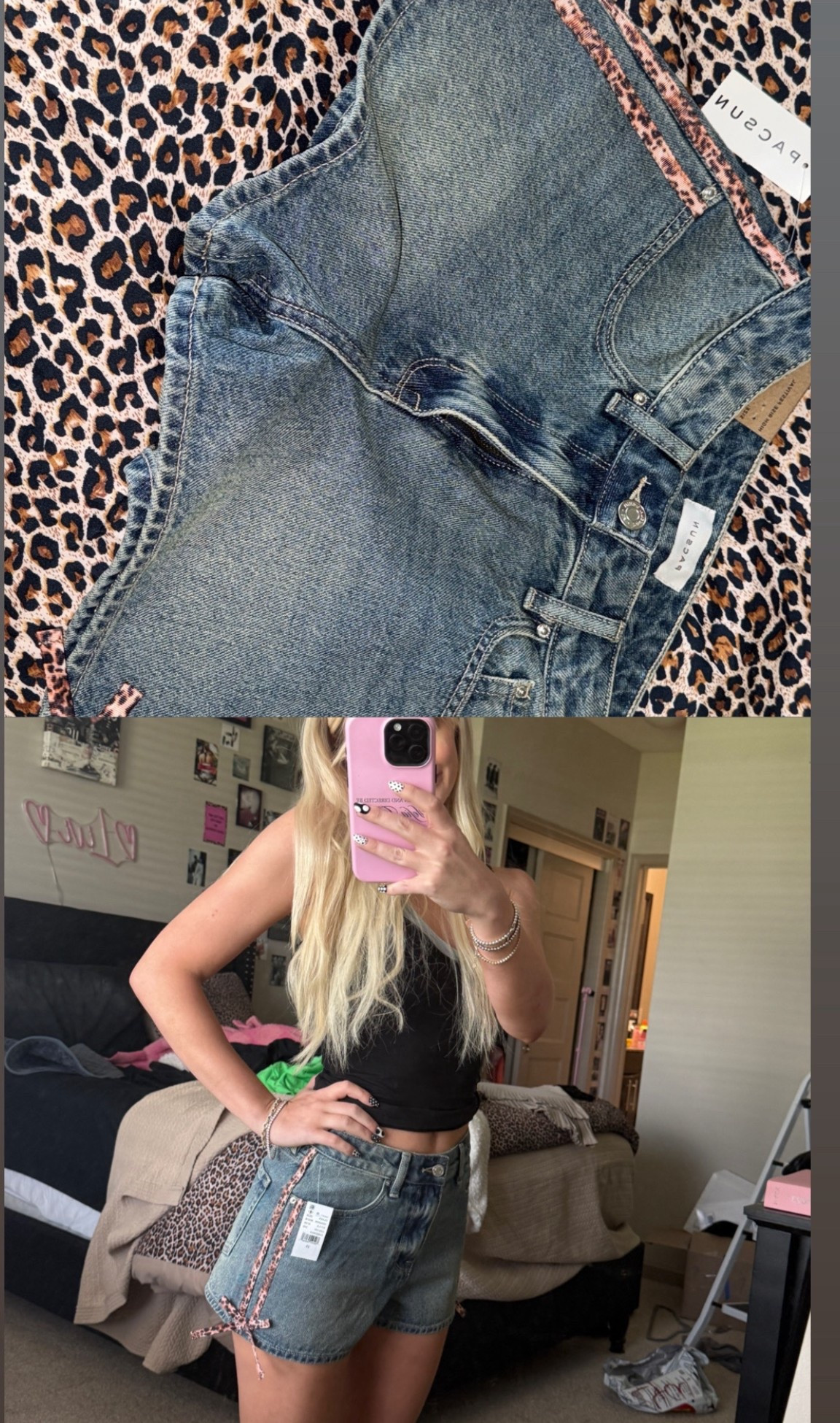 Cutest denim shorts for fall! The leopard bows are adorable and these are so flatteri by and comfy! I would rec sizing up 1 size ! Im in a 25 for reference!  Cant wait to style these for the more warm fall days here this month 

#LTKFallSale #LTKSaleAlert #LTKFindsUnder50