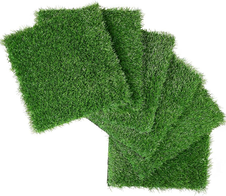 XLX TURF Green Artificial Grass Square Mats, 6 Pack 12"x12" Fake Grass Tiles Placemats Table Cent... | Amazon (US)