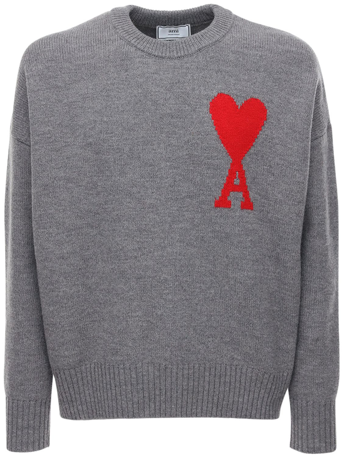 HEART LOGO INTARSIA WOOL KNIT SWEATER | Luisaviaroma