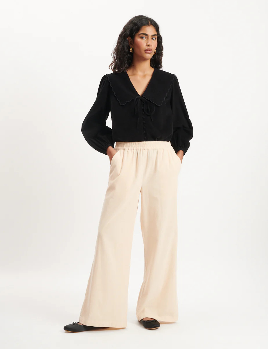 Cream Cord Wide Leg Trousers | Nobody's Child