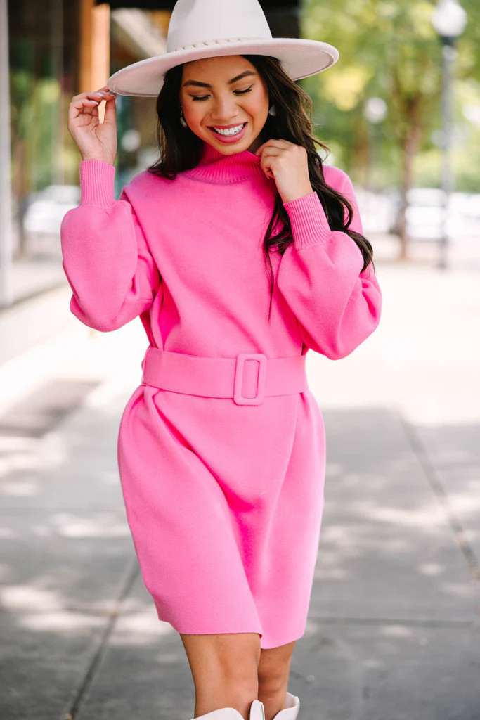 In Your Feeling Hot Pink Sweater Dress | The Mint Julep Boutique
