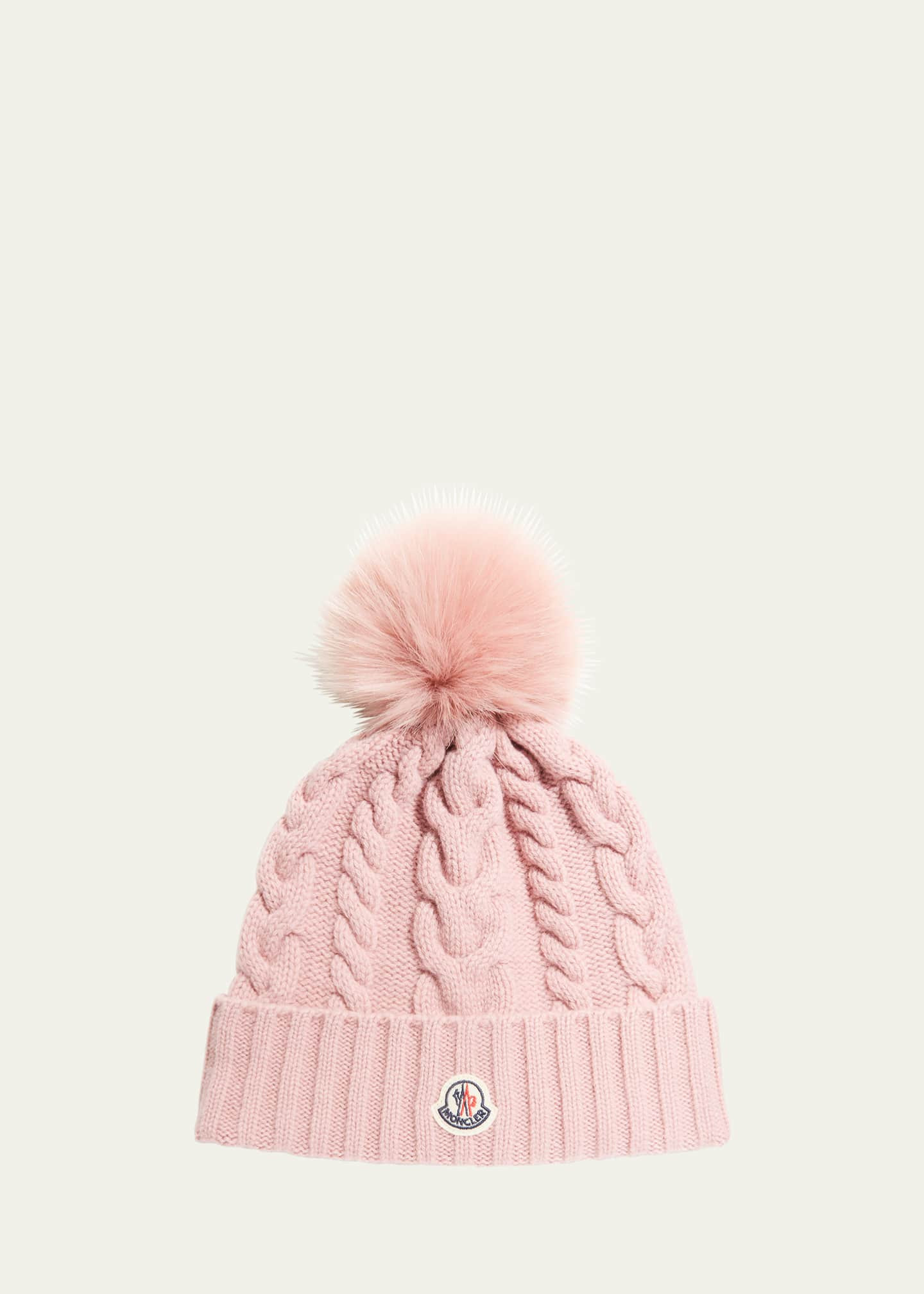 Moncler Knit Beanie with Faux Fur Pom | Bergdorf Goodman