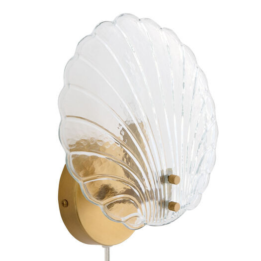 Erin Glass and Gold Metal Scallop Seashell Shaped Wall Sconce by World Market | World Market
