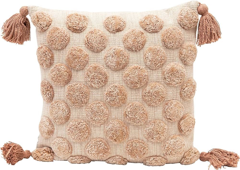 Bloomingville Cotton Tufted Dot Tassels, Blush Color Pillow, Brown | Amazon (US)