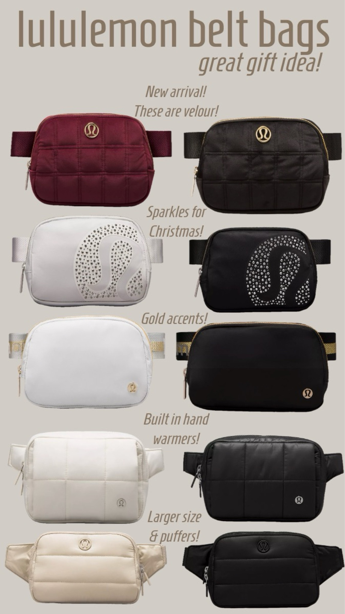 Lululemon new arrivals! So many cute new belt bags! I’m eyeing that black velour belt bag for sure! These make great gift ideas and some options are under $50.
…………….
lululemon belt bag lululemon 2l belt bag lululemon 1l belt bag lululemon velvet belt bag lululemon velour belt bag lululemon belt bag with sparkles new belt bag lululmeon new arrivals gift ideas for girls gift ideas for teens gifts for girls gifts for teens gifts under $100 gifts under $75 gifts under $50 wunder puff belt bag puffer belt bag gold belt bag belt bag with hand warmers gifts for girls gifts for teens teen gifts girl gifts teacher gifts gifts for teachers christmas gifts for girls Christmas gifts for teens maroon belt bag sparkle belt bag rhinestone belt bag

#LTKGiftGuide #LTKfindsunder100 #LTKitbag