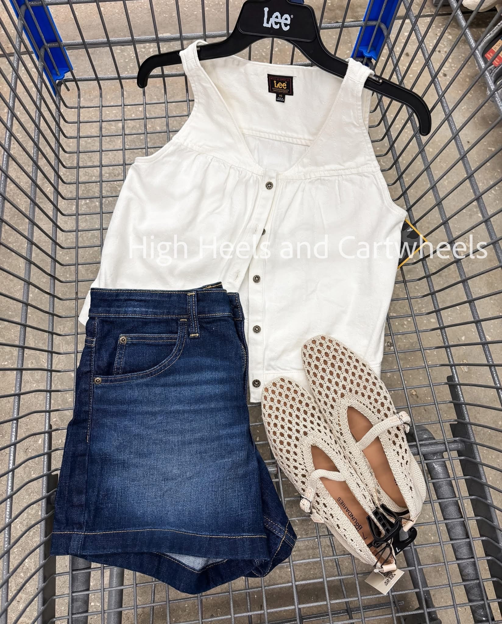 Pretty button down tank from Walmart. Easy to style with your favorite pants