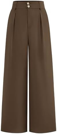 BTFBM Women Wide Leg Dress Pants 2025 High Waisted Button Pleated Business Casual Trousers Office... | Amazon (US)