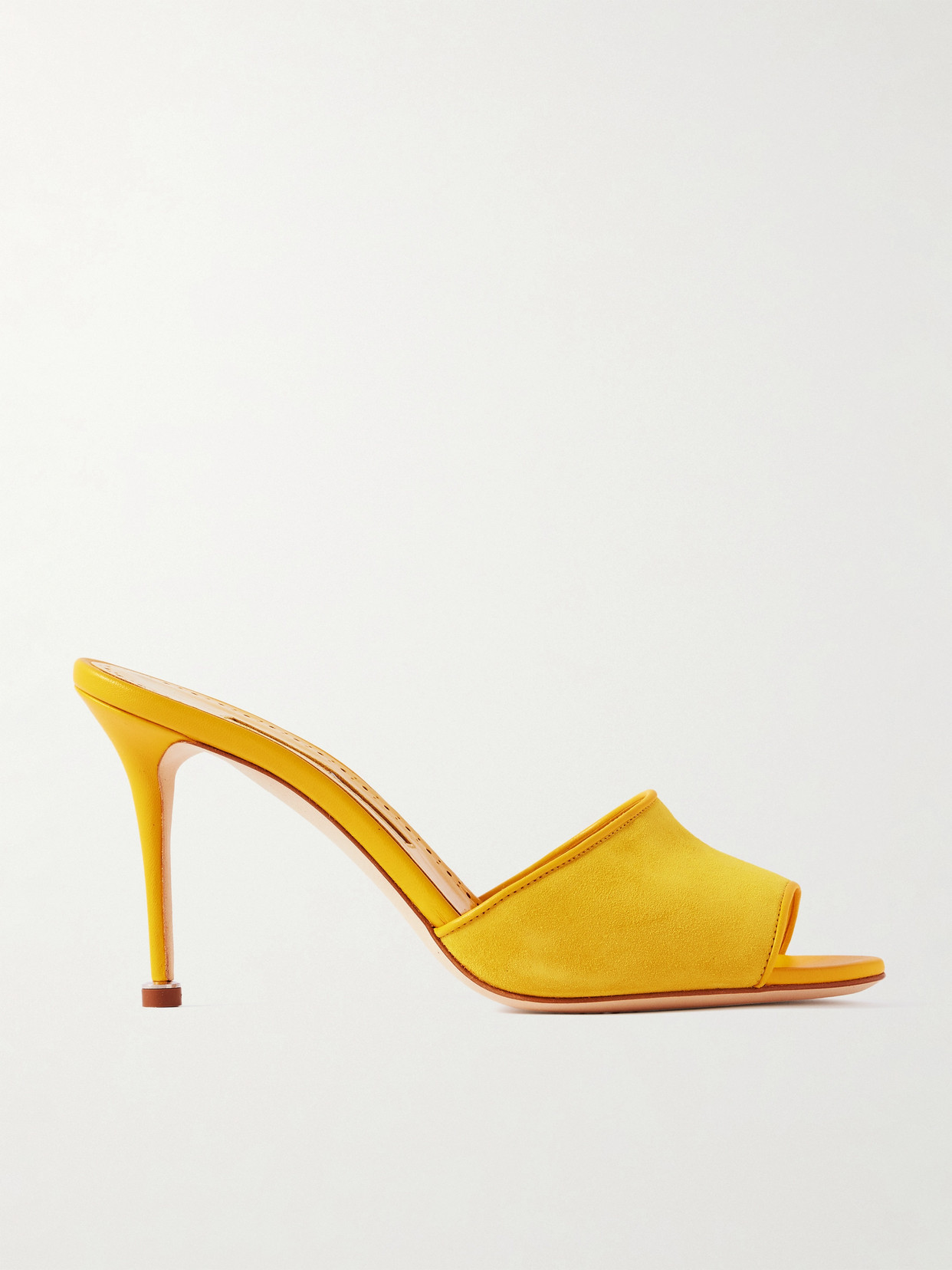 Manolo Blahnik - Larache 90 Suede Mules - Yellow | NET-A-PORTER (US)