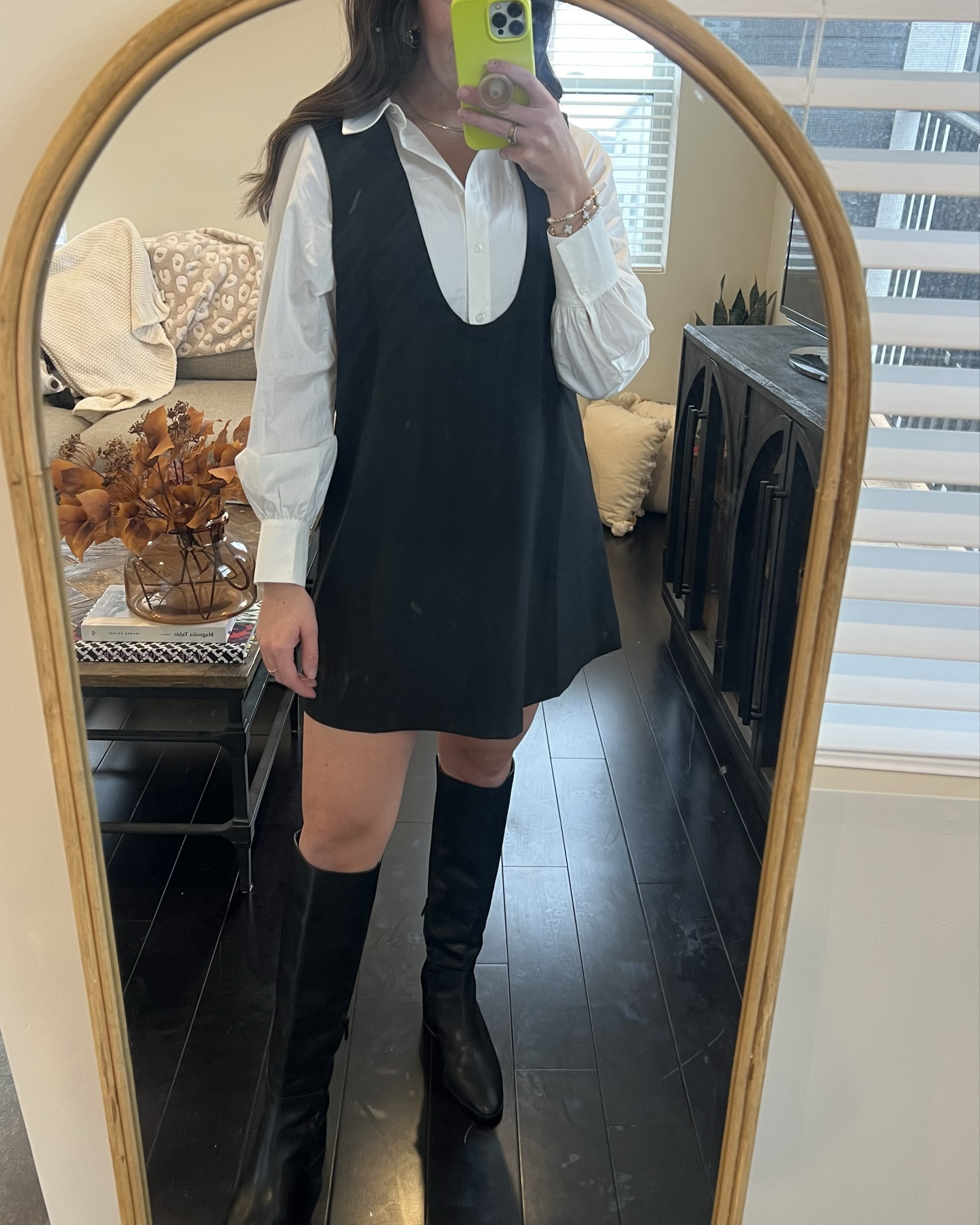 Ootd for church! This twofer dress from Anthropologie is the perfect fall dress to transition to winter paired with black boots. Throw on white tennies or heels to transform it from day or to night. Work, dates, church, this dress does it allllll. 

#LTKSeasonal #LTKWorkwear