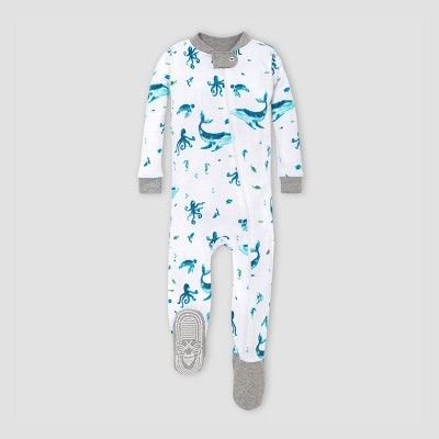 Burt's Bees Baby® Baby Boys' Whales Organic Cotton Footed Pajama - Gray | Target