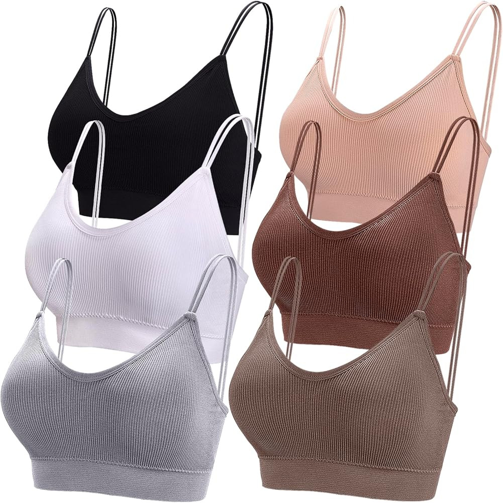 BQTQ 6 Pcs V Neck Bralettes for Women Padded Bralette with Straps Seamless Bra | Amazon (US)