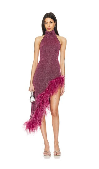 Lumiere Plumage Turtleneck Dress in Aubergine | Revolve Clothing (Global)