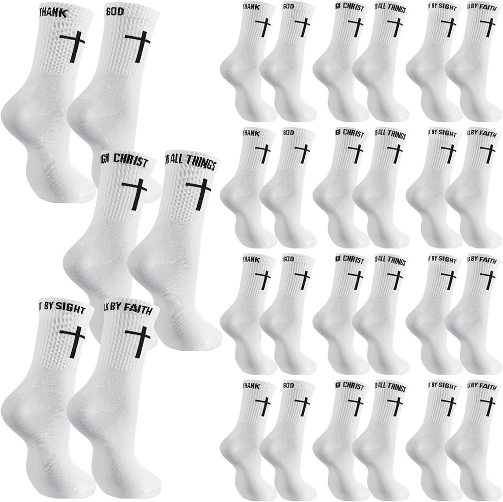 Chicingyou Christian Cross Socks Easter Gifts Prayer Religious Catholic Saint God Crew Socks with... | Amazon (US)