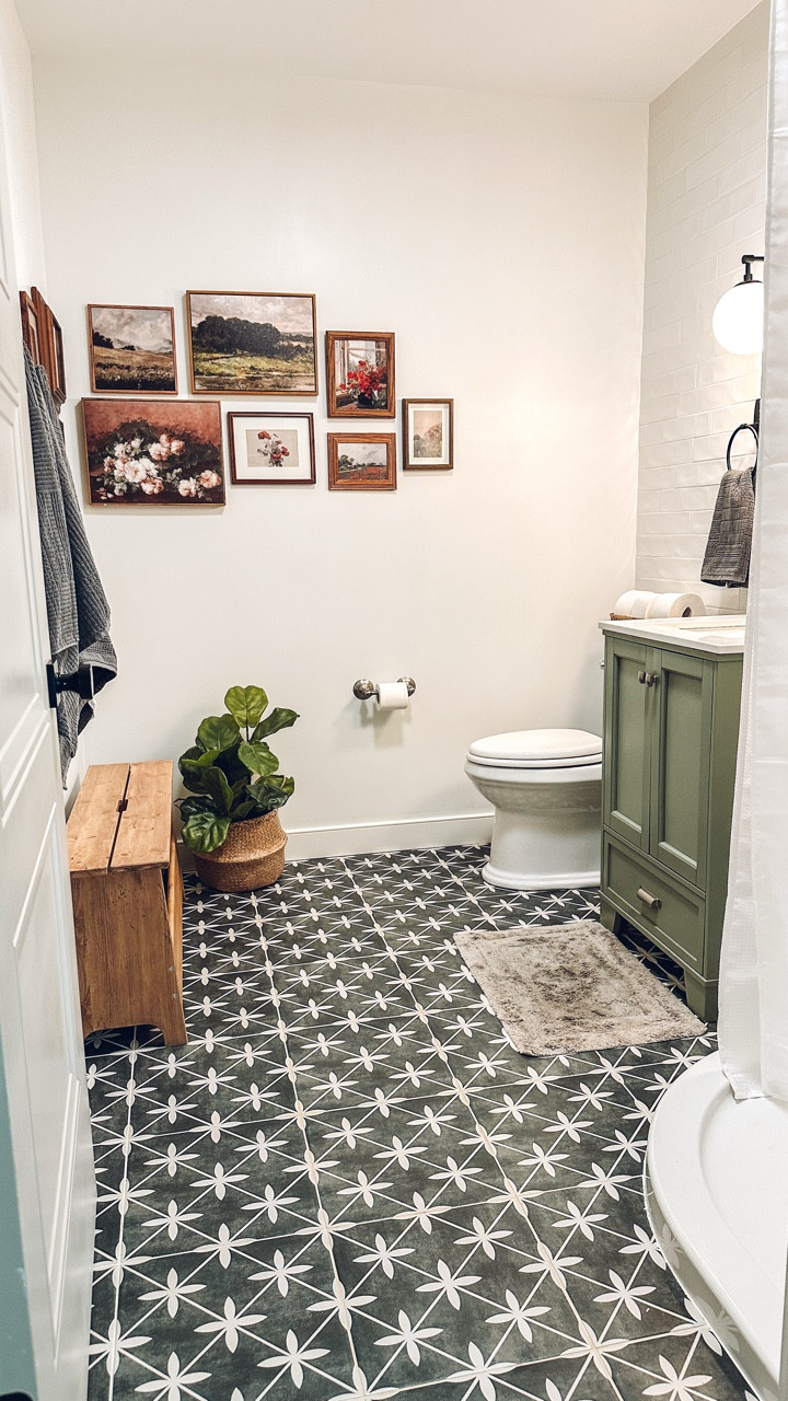 Would you believe that you can create something beautiful out of something boring?

Take a minute and consider what your room NEEDS. Forget the trends and really think about what happens in the room and how you can support the functions. 

If you can do that, you can make huge steps in transforming any room in your home into something you love! 

Oh, and if you want my sources for this guest bathroom, comment GUEST and I’ll send you my whole list!