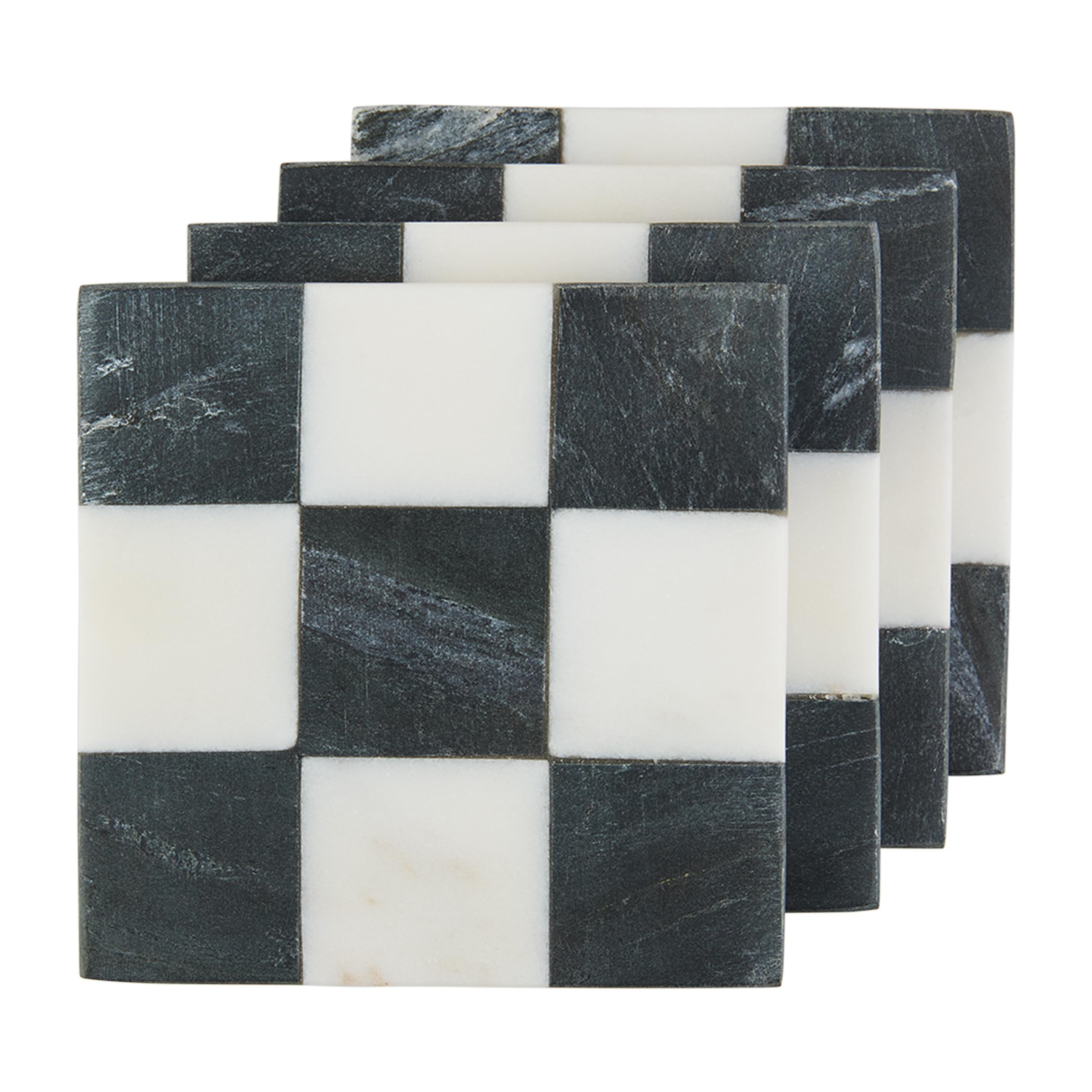 Mud Pie Square Checkered Coaster Set; 4" x 4" | Amazon (US)