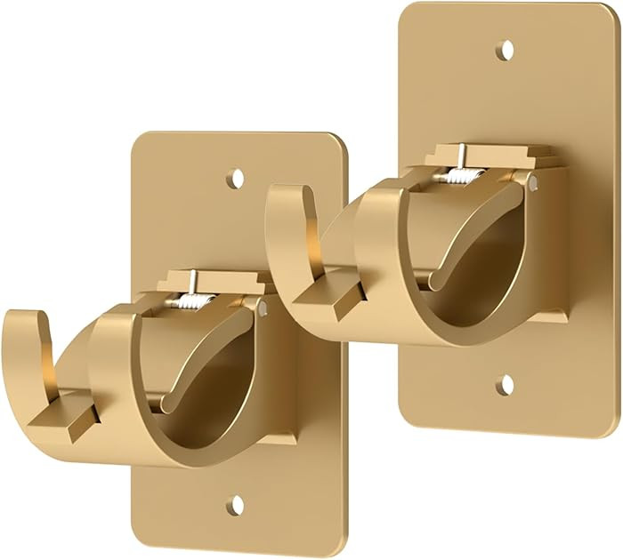 2 Pieces Self Adhesive Curtain Rod Bracket, Universal Plastic Curtain Rod Holders, No Drill Curta... | Amazon (US)