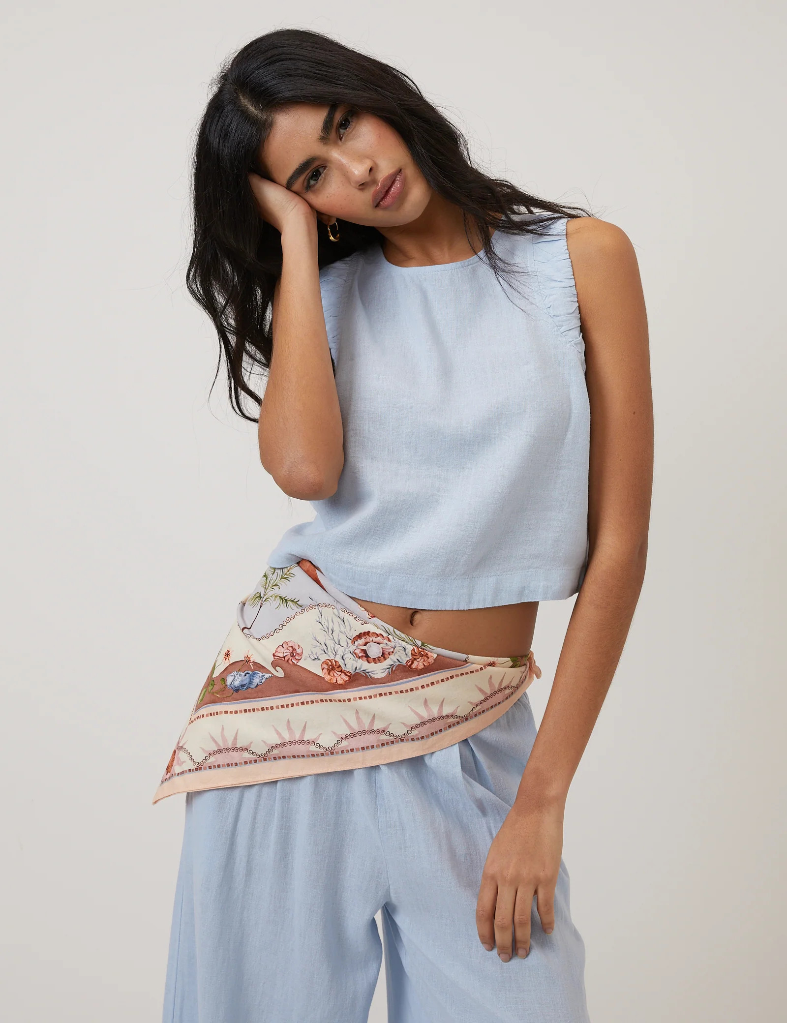 Light Blue Linen-Blend Top | Nobody's Child