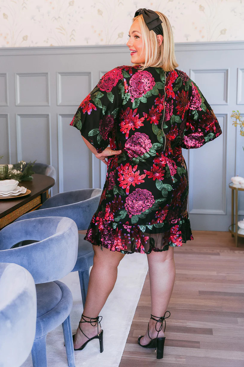Evelyn Dress in Floral Sequin | Ivy City Co