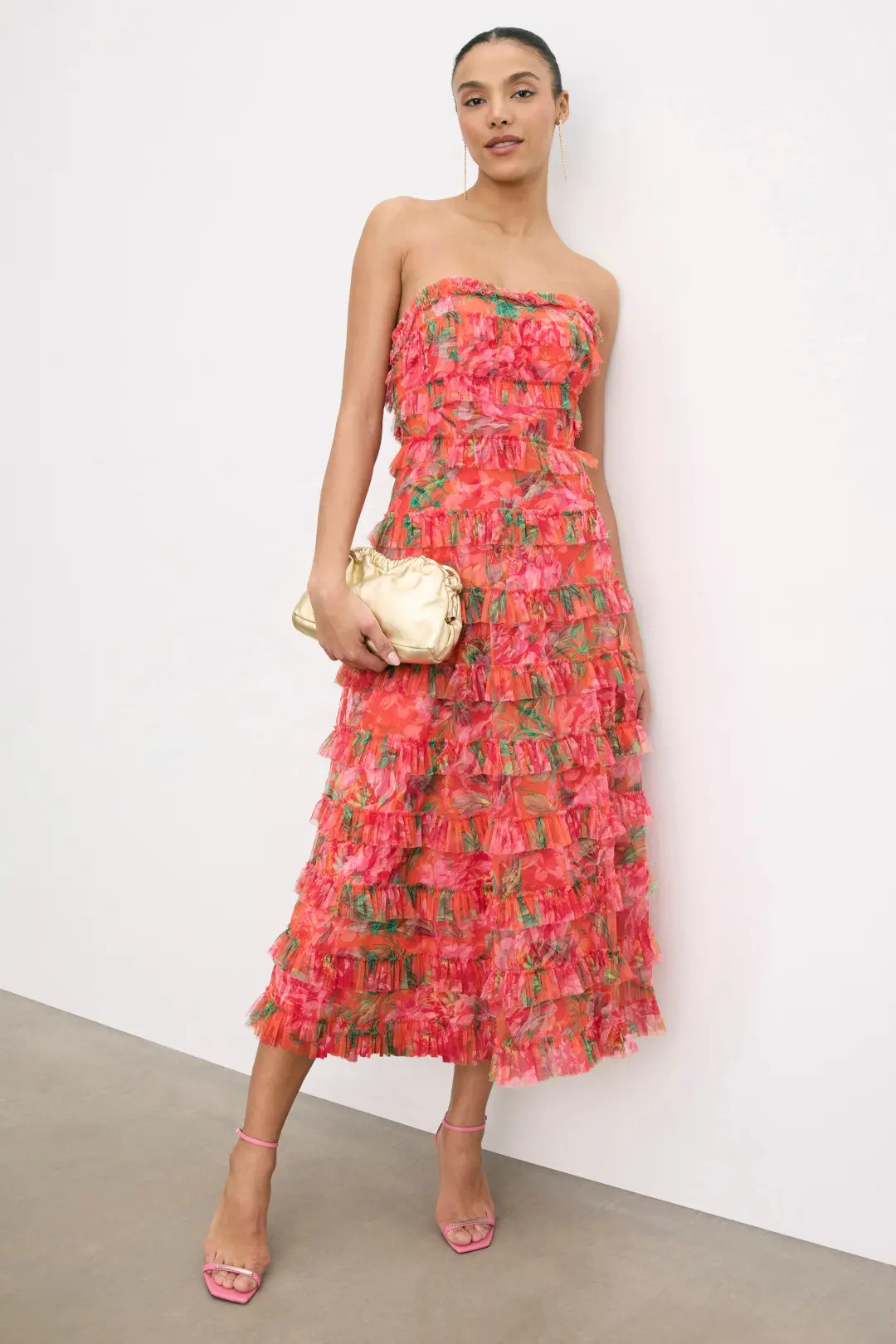 Ieena for Mac Duggal Strapless Micro Ruffle Dress | Rent the Runway