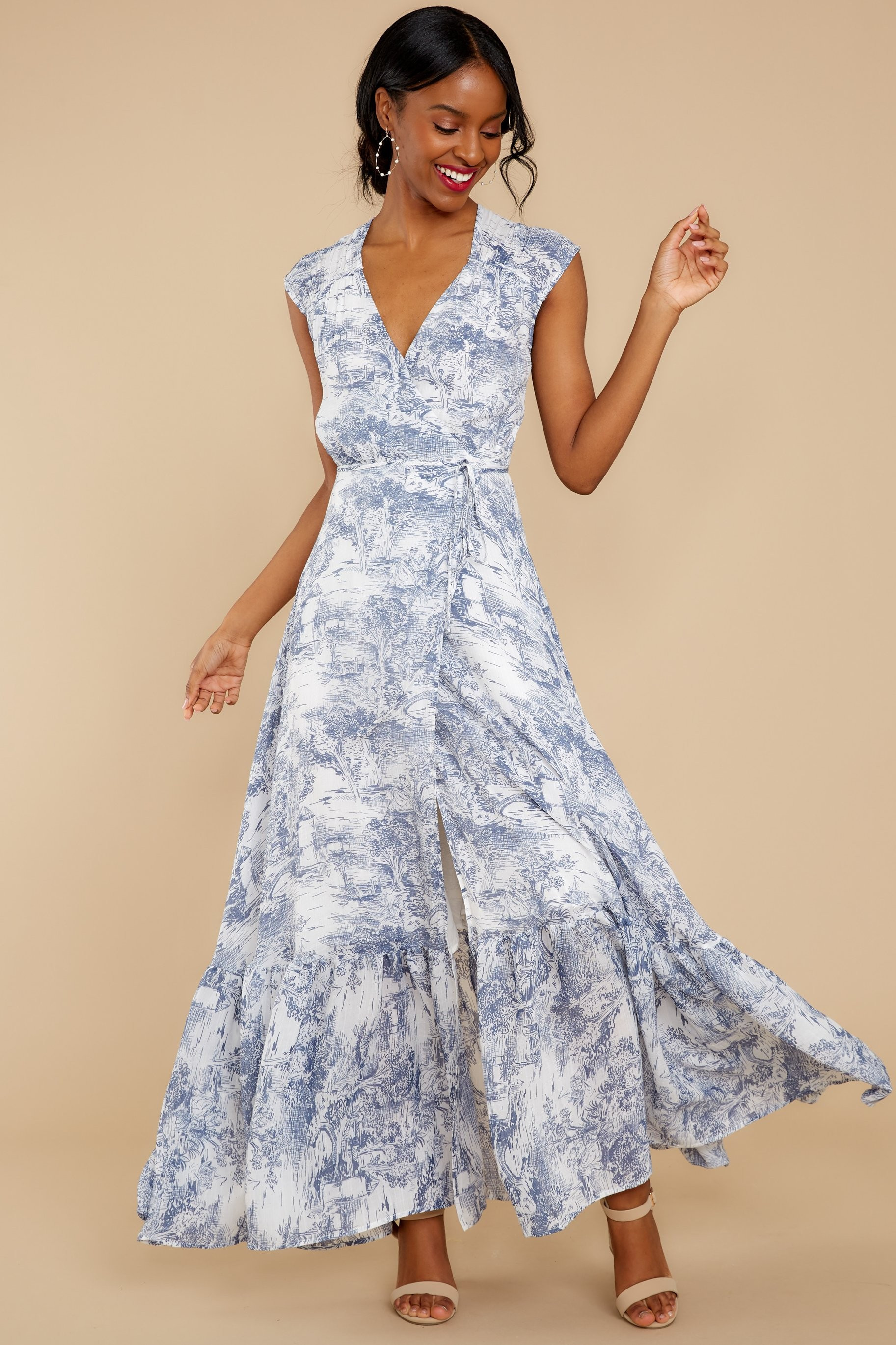 Make A Scene Blue Print Maxi Dress | Red Dress 