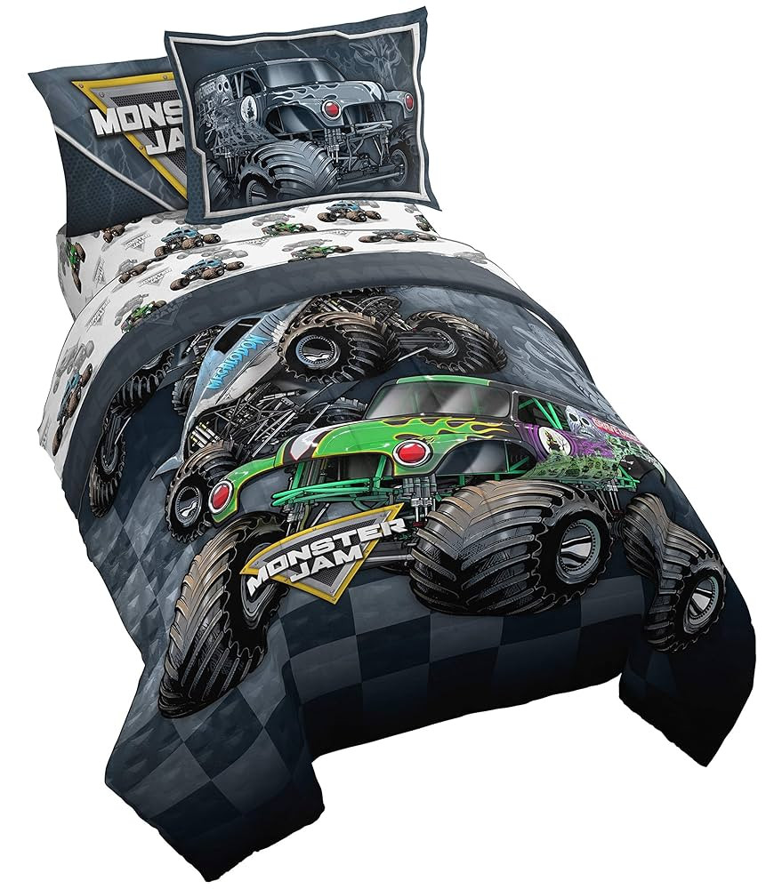 Jay Franco Monster Jam Slash 7 Piece Full Bed Set - Includes Reversible Comforter & Sheet- Beddin... | Amazon (US)