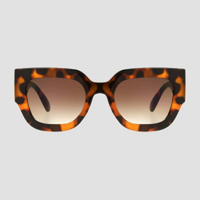 Women's Tortoise Shell Print Oversized Square Sunglasses - Universal Thread™ Brown | Target