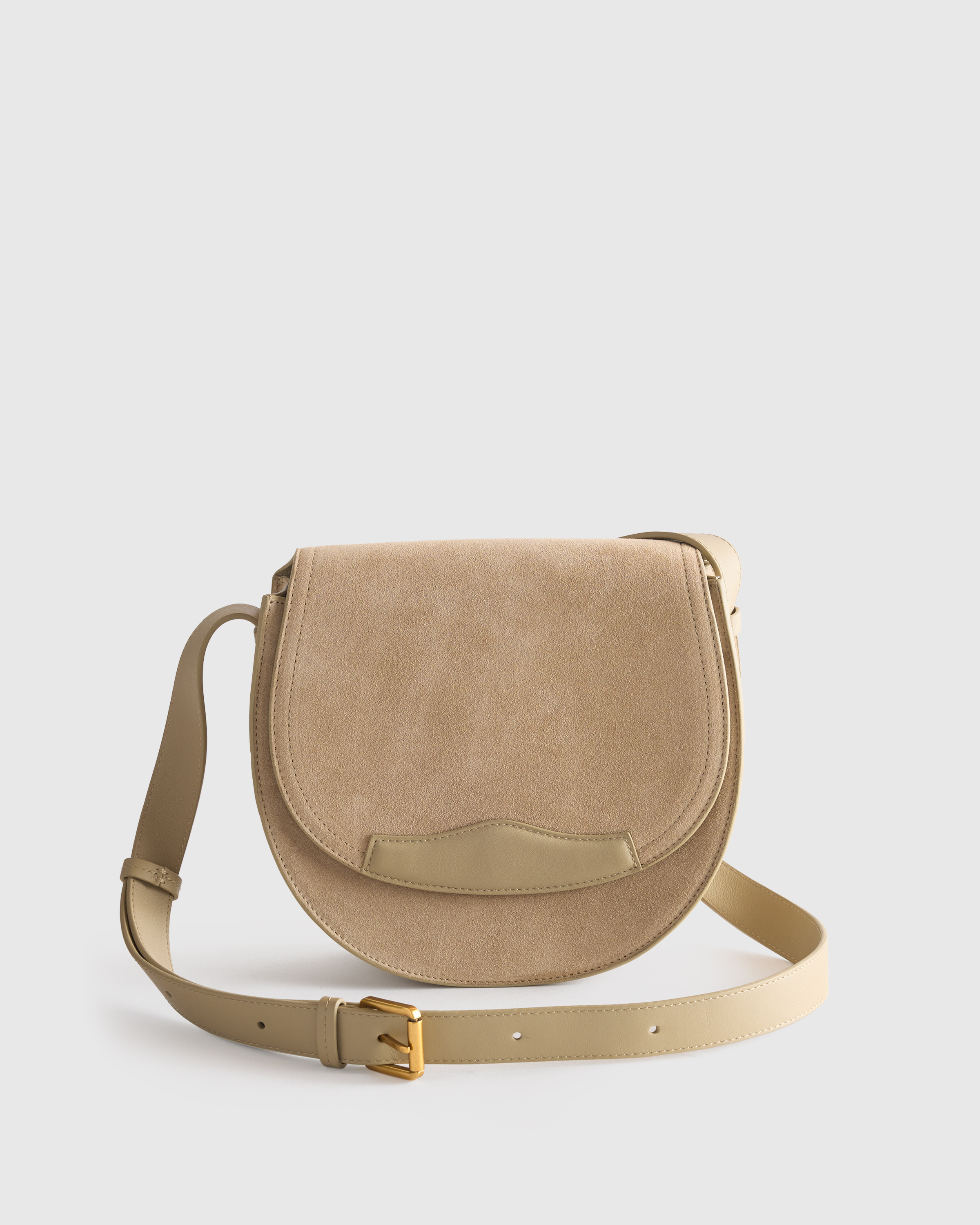 Quince | Women's Italian Suede Saddle Bag in Sand, Suede Leather | Quince