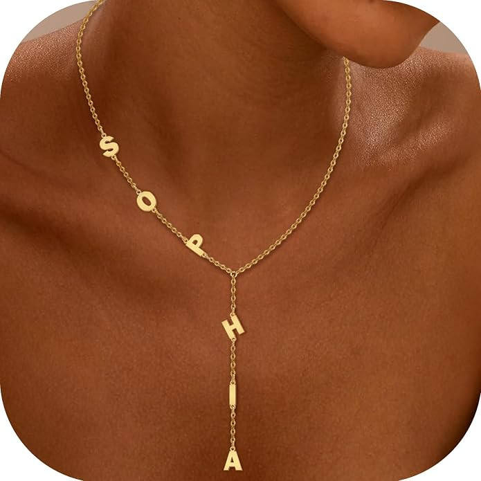 ARVAE Personalized Lariat Name Necklace for Women,Custom Y-Shaped Name Necklace,18k Gold Plated L... | Amazon (US)