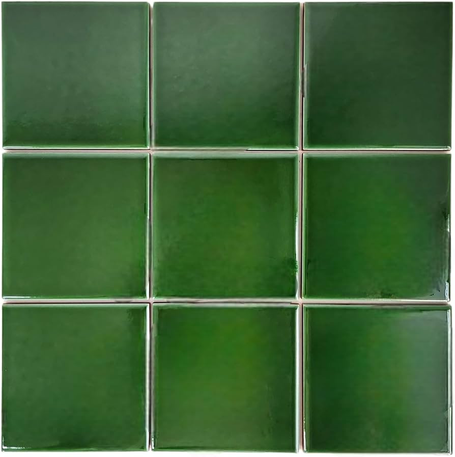 Set of 9 Ceramic Tiles 3.94 x 3.94" Solid Color Versatile and Long-Lasting Wall and Floor Decor B... | Amazon (US)