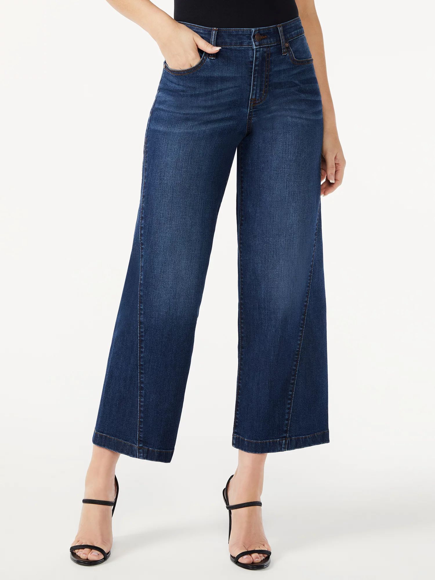 Sofia Jeans by Sofia Vergara Women's Luisa High Rise Wide Leg Crop Jeans | Walmart (US)