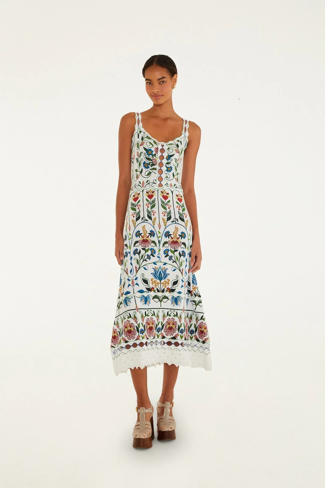 Off-White Stitched Garden Sleeveless Maxi Dress | FARM Rio | FarmRio (US)