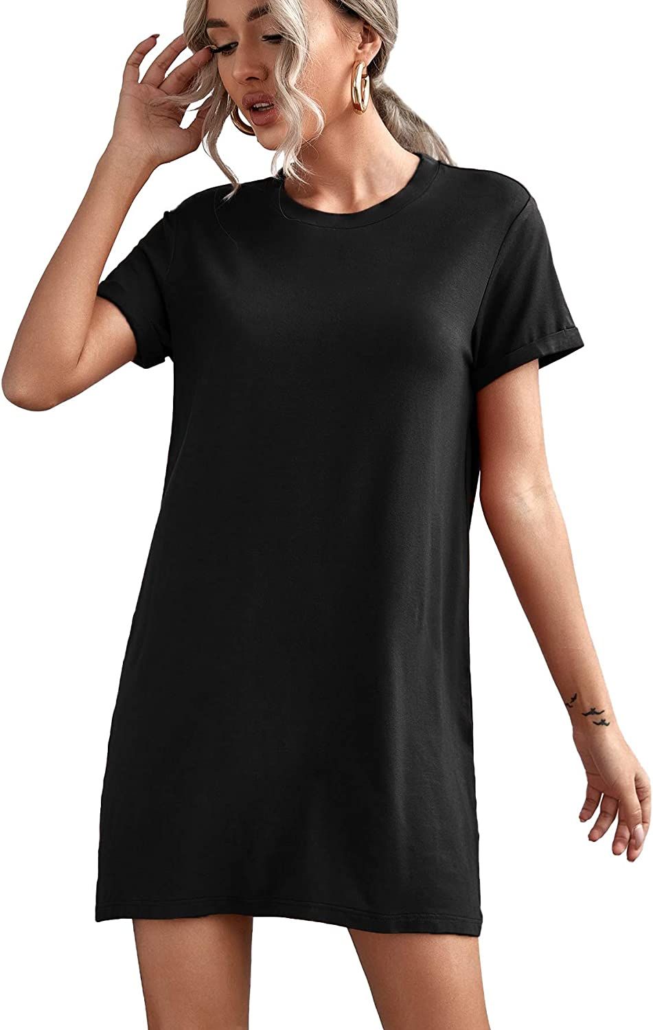 Milumia Women's Casual Tee Shirt Dress Short Sleeve Crew Neck Straight Short Dress | Amazon (US)