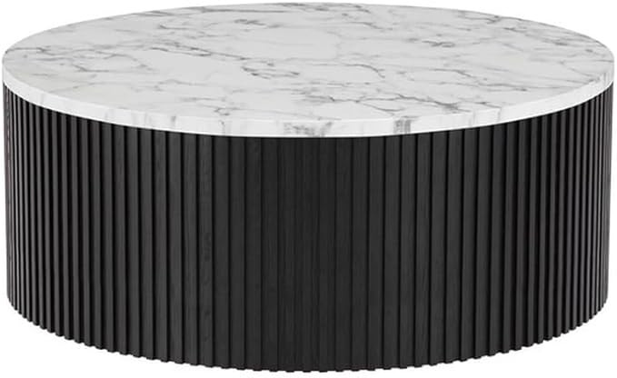 American Home Classic Finn Faux Marble & Wood Coffee Table in White/Black | Amazon (US)