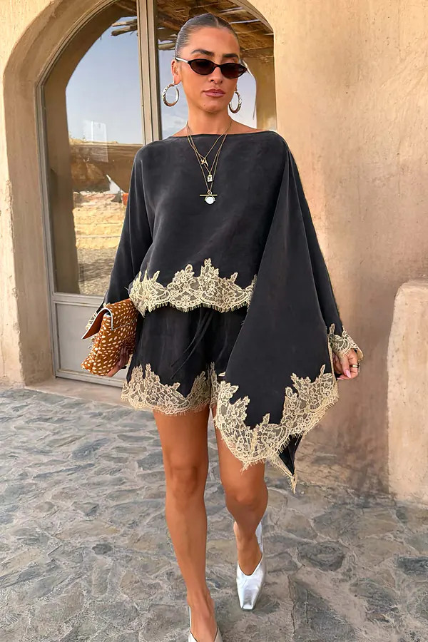 Grey Lace Ellie Shorts | Never Fully Dressed US