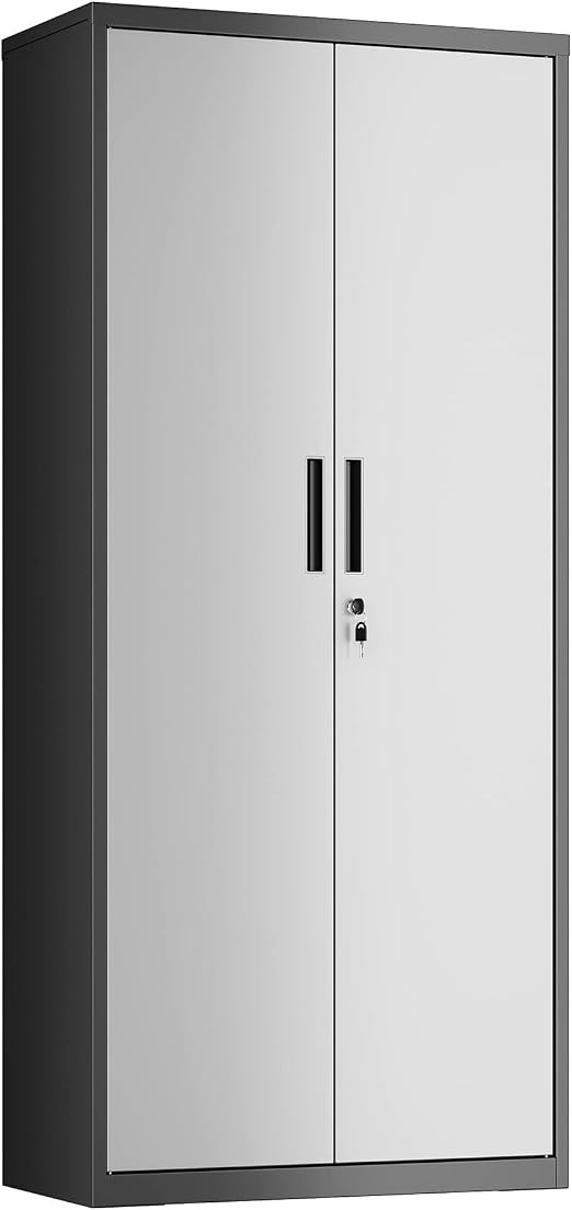 SONGMICS Garage Cabinet, Metal Storage Cabinet with Doors and Shelves, Office Cabinet for Home Of... | Amazon (US)