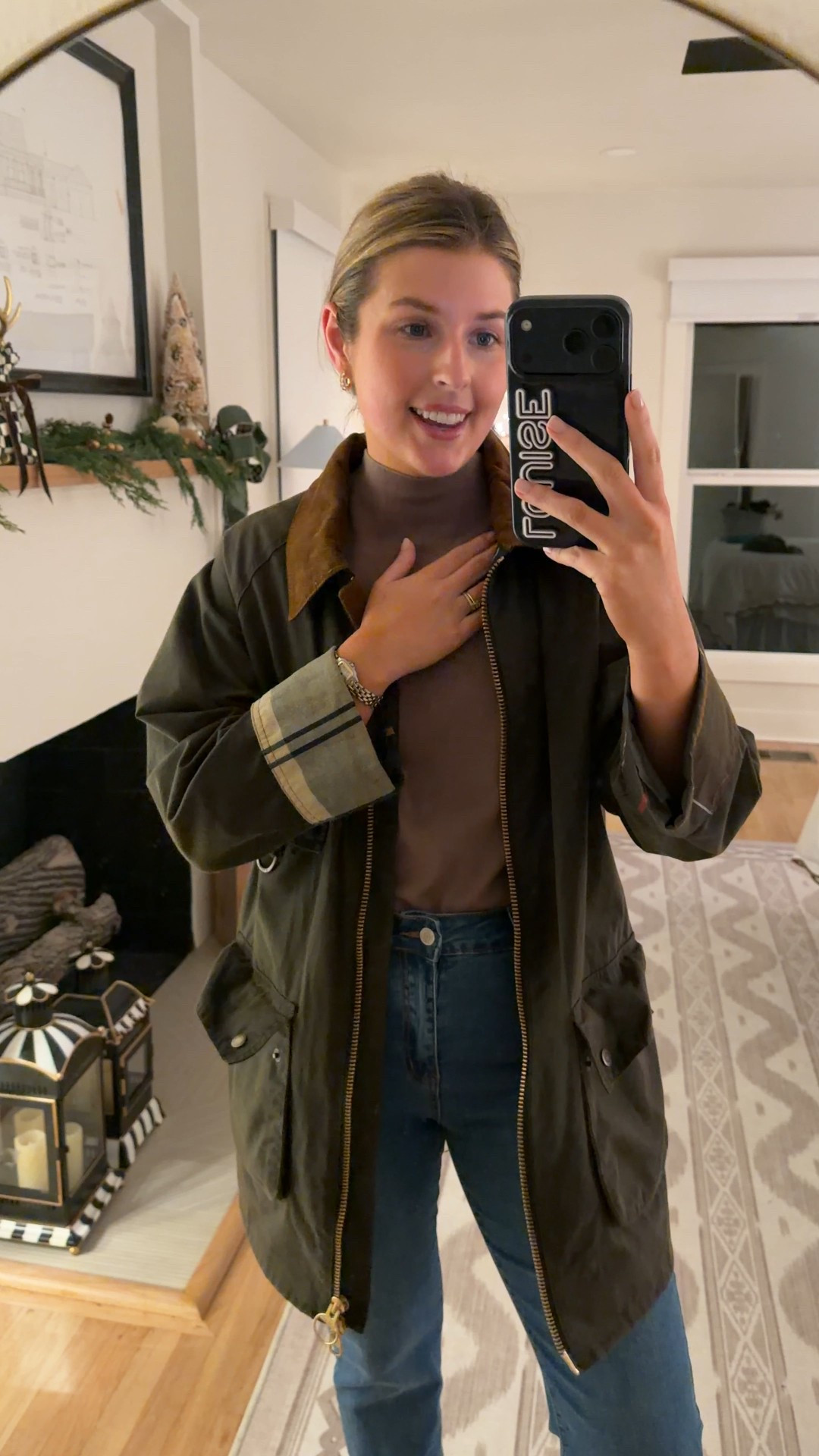 What I wore to home group last night! Wearing a S in top, US 6 in jacket, and 4 in jeans