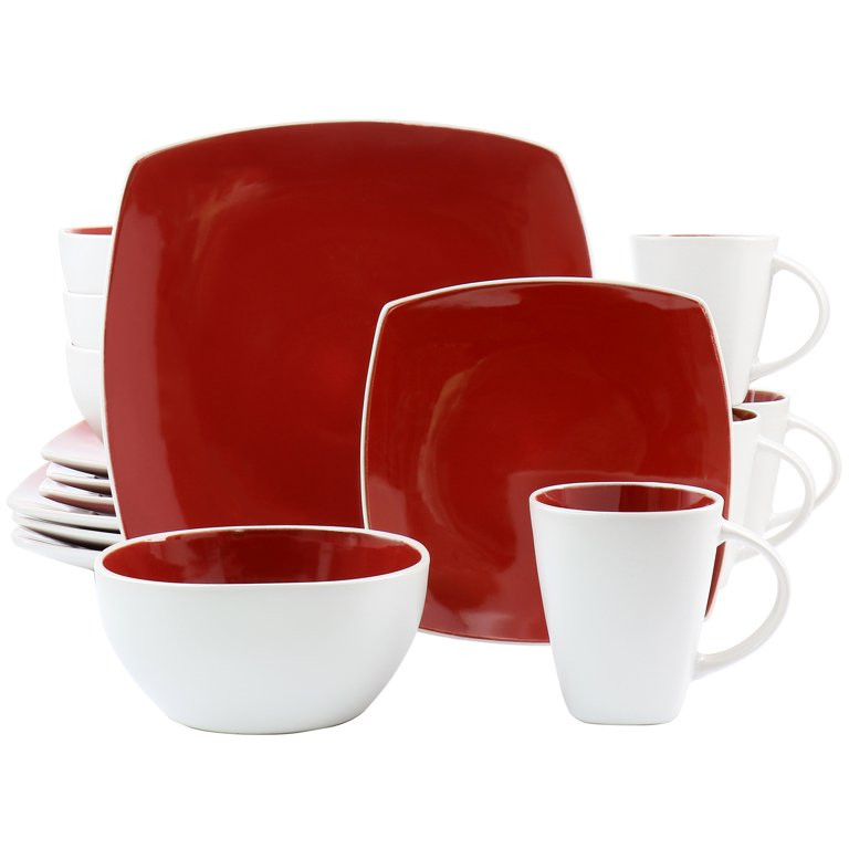 GBS Soho Lounge 16 Piece Stoneware Dinnerware Set in Red | Walmart (US)