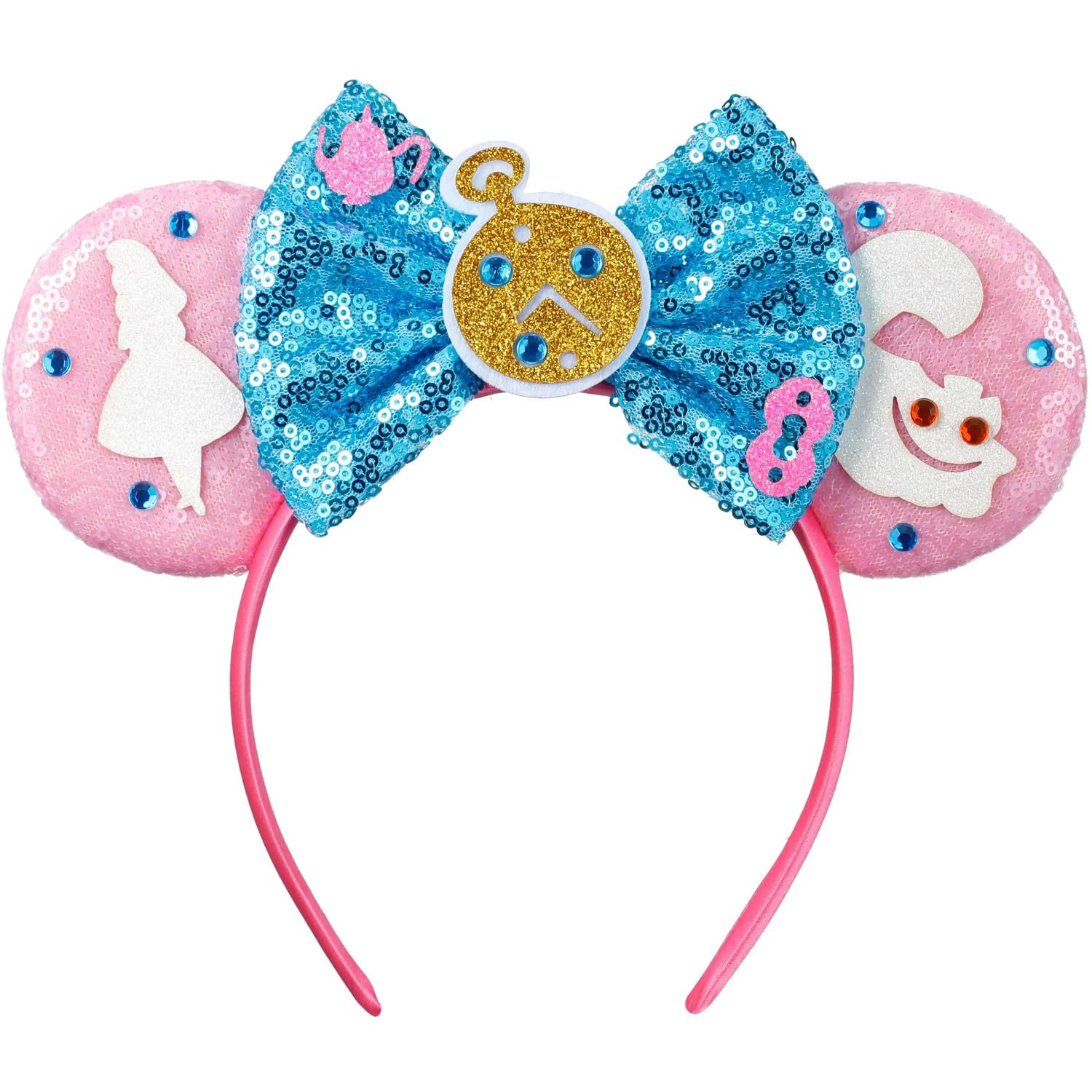 Mouse Ear Headbands for Women Giltter Bow Headband for Girls Birthday Party Decorations | Amazon (US)