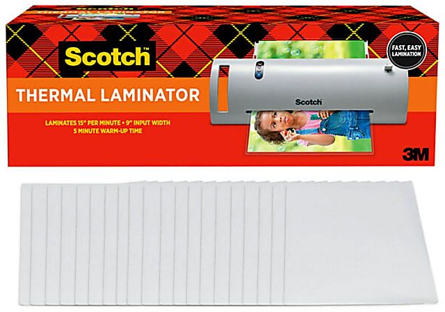 Scotch Thermal Laminator Combo Pack, 9" Width, 5 mil Thickness, 1 Thermal Laminator, 20 Letter Si... | Office Depot and OfficeMax 