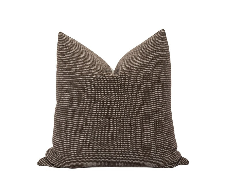 PHOENIX || Woven Brown Pillow Cover Brown Stripe Pillow Dark Brown Pillow Cover Textured Brown Pi... | Etsy (US)